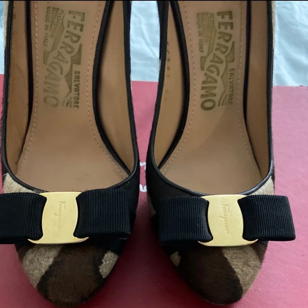 Ferragamo Pony Haired Leopard Pump Stiletto